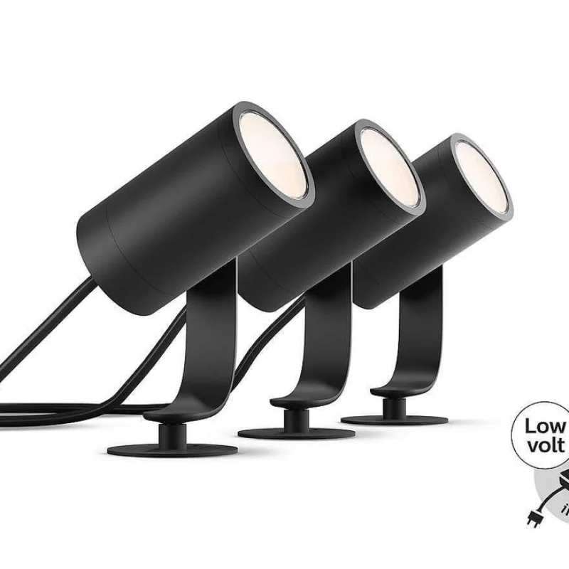 Смарт външен LED RGBW димируем комплект спотове Philips Hue Lily WACA, 3 бр., 3x8W, 24V, 3x590 lm, IP65, Черни - Снимка 5
