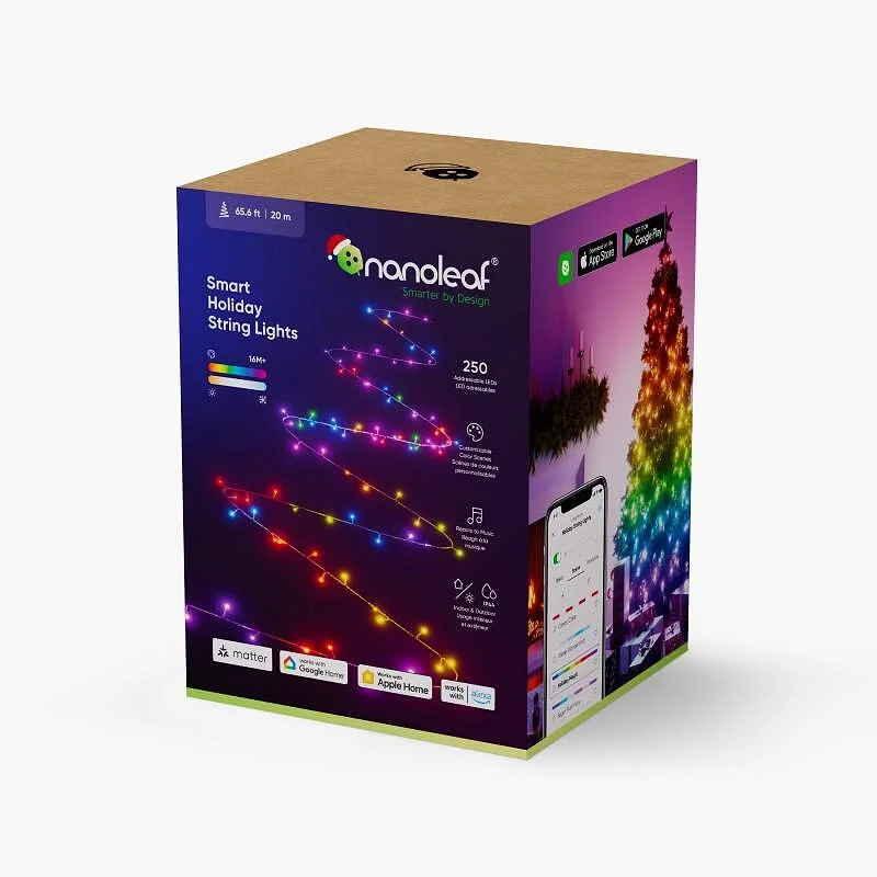 Смарт коледни лампички Nanoleaf Essentials Smart Holiday String Lights, 20м Starter Kit
