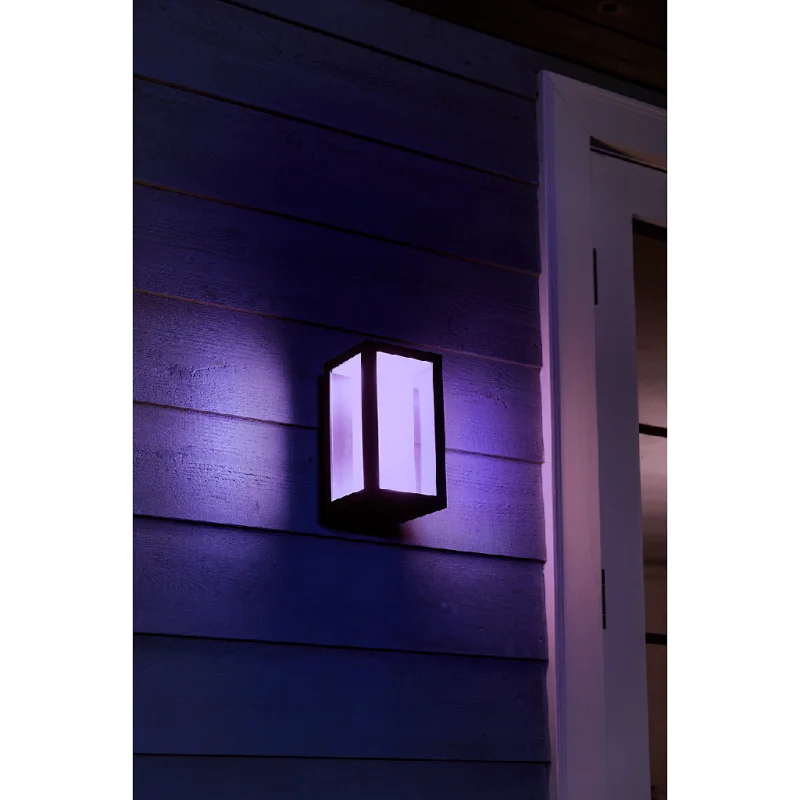 Смарт външен RGBW LED димируем аплик Philips Hue Impress + Hue Bridge, 8W, 1200 lm, E26, IP54, Черен - Снимка 8