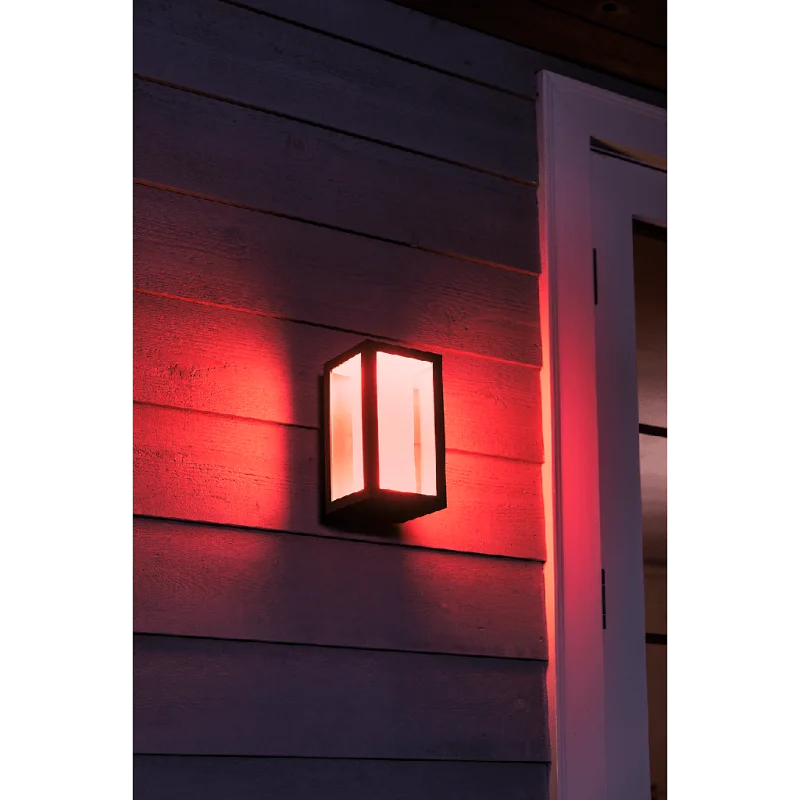 Смарт външен RGBW LED димируем аплик Philips Hue Impress + Hue Bridge, 8W, 1200 lm, E26, IP54, Черен - Снимка 9