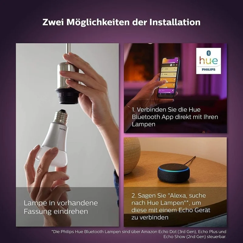 Смарт LED RGBW димируема крушка Philips Hue, 5.3W, 470 lm, E14 - Снимка 3