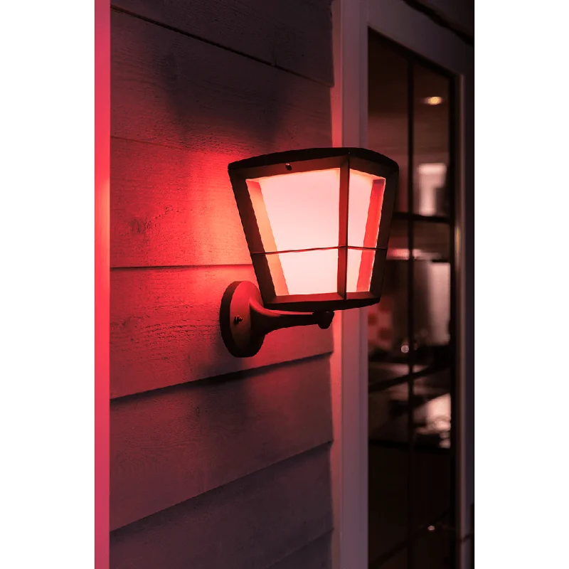 Смарт външен LED RGBW димируем аплик Philips Hue Econic + Hue Bridge, 15W, 1150 lm, GU10, IP44, Черен - Снимка 5