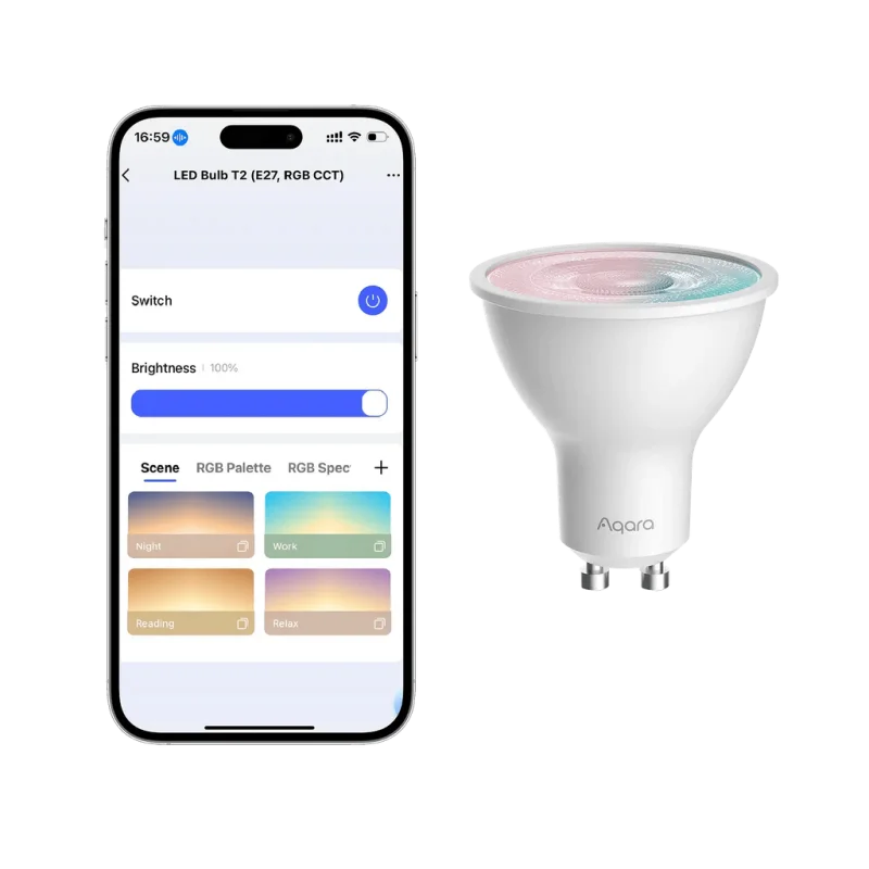 Смарт крушка Aqara LED BULB T2 - GU10, RGB, 16 милиона цвята, (Homekit, Google, Alexa) - Снимка 2