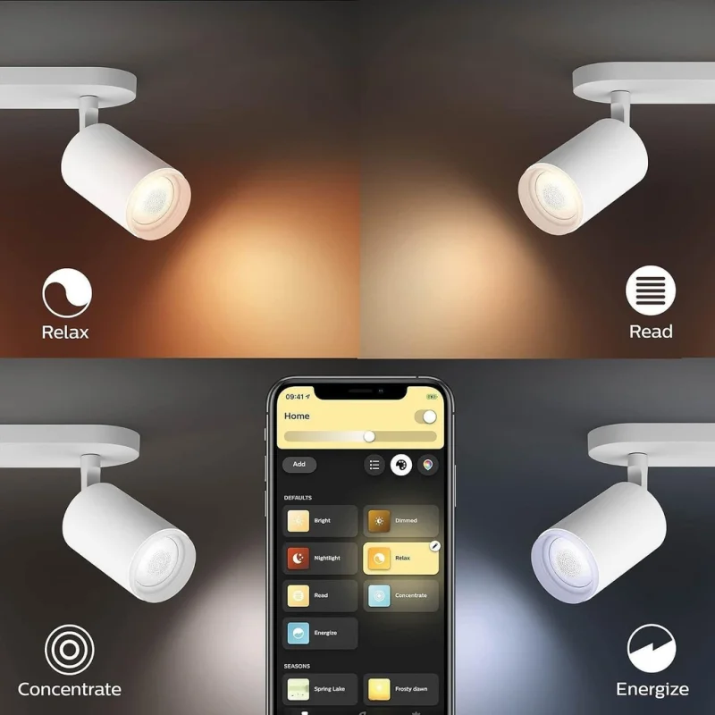 Смарт димируем RGBW LED двоен спот Philips HUE Fugato WACA, бял, 2x350 lm, бяла/цветна светлина с 16 мил. цвята (BT, Zigbee, HomeKit, Google, Alexa, SmartThings) - Снимка 5