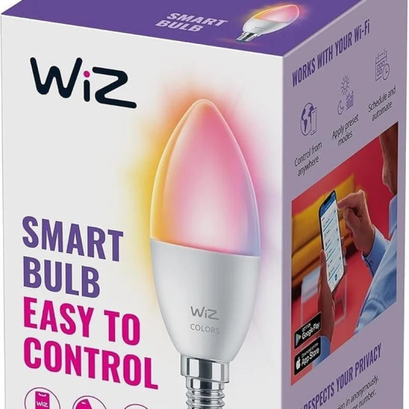 Смарт LED RGBW димируема крушка WiZ Smart Bulb Candle 4.9W, 470 lm, E14, 16 милиона цвята (BT, Zigbee, Matter, Apple Home, Google, Alexa, SmartThings) - Снимка 2