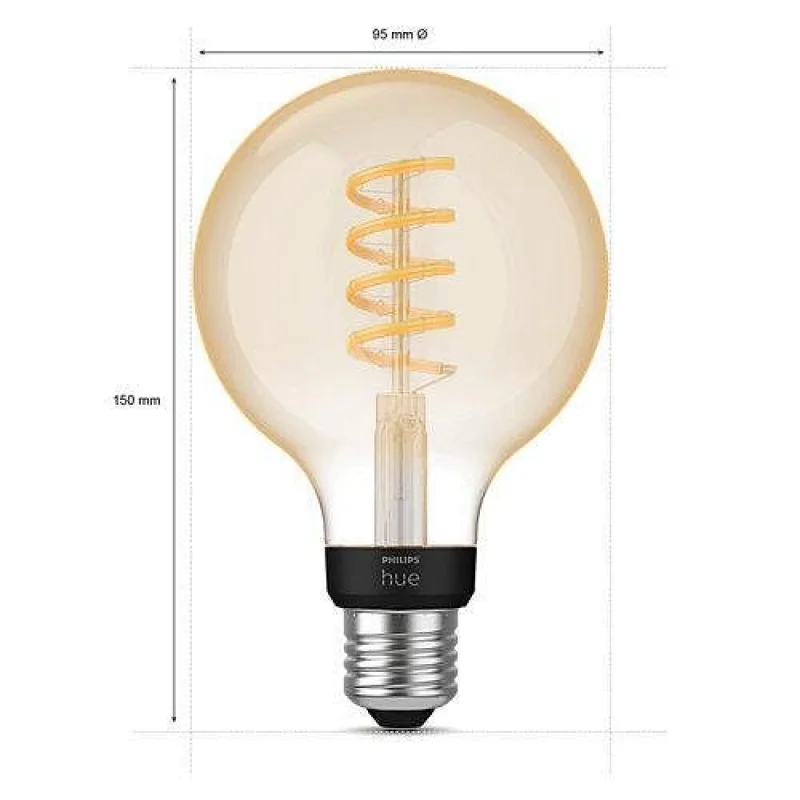 Смарт Vintage LED димируема крушка Philips Hue Filament Globe, 7W, 550 lm, E27, бяла 2200-4500K - Снимка 4