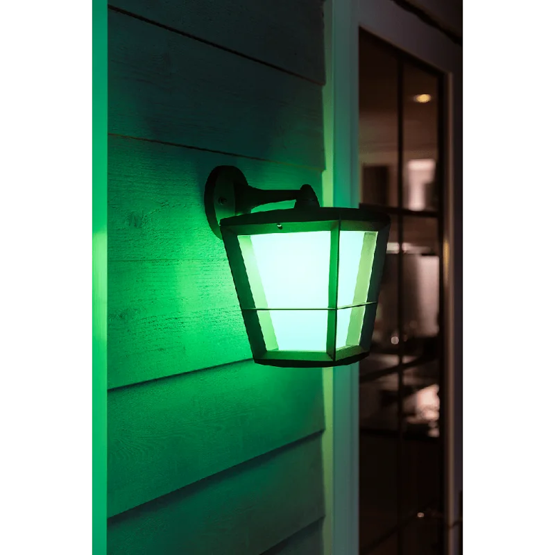 Смарт външен LED RGBW димируем аплик Philips Hue Econic + Hue Bridge, 15W, 1150 lm, E27, IP54, Черен - Снимка 4