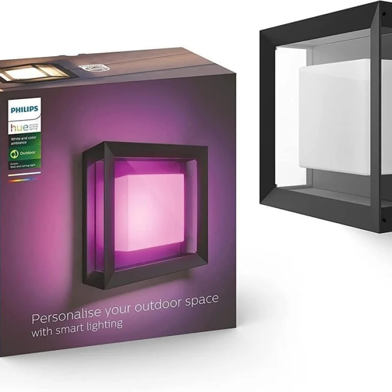 Смарт външен LED RGBW димируем аплик Philips Hue Econic Outdoor WACA, черен, 1150 lm, 15W, IP44 (BT, Zigbee, HomeKit, Google, Alexa, SmartThings) - Снимка 2