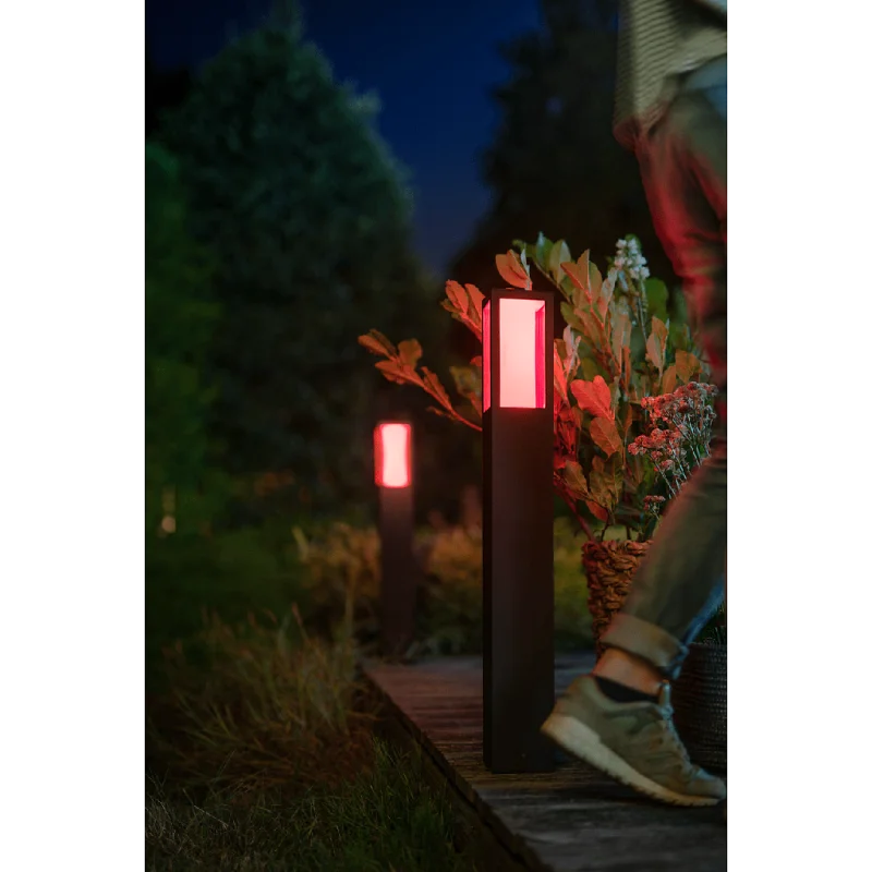 Смарт външна LED RGBW димируема лампа Philips Hue Impress + Hue Bridge, 77 см, 8W, 590 lm, GU10, IP44, Черна - Снимка 9