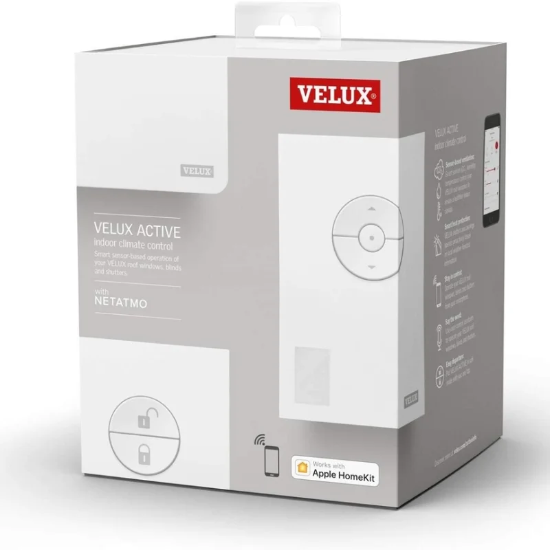 Промо пакет за автоматизация на щори и прозорци Velux Active (HomeKit) – смарт хъб, сензор за температура и влажност и ключ за бързо затваряне - Снимка 2