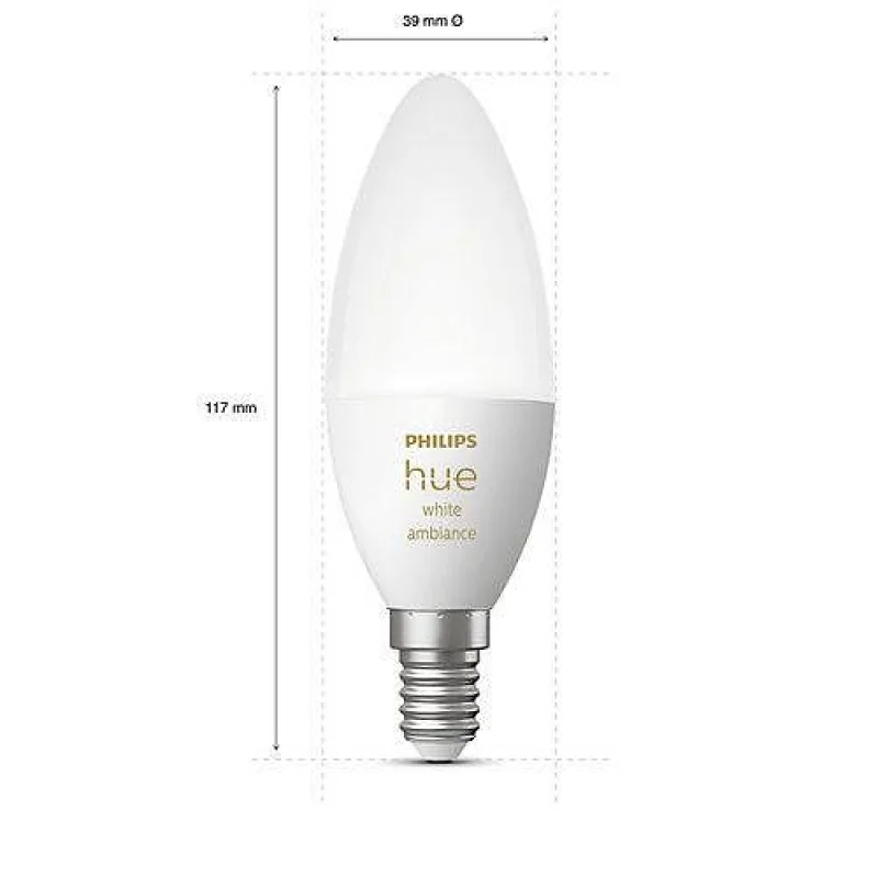 Смарт LED димируема крушка Philips Hue White Ambiance, 5.2W, 470 lm, E14, 2100-6500K - Снимка 2