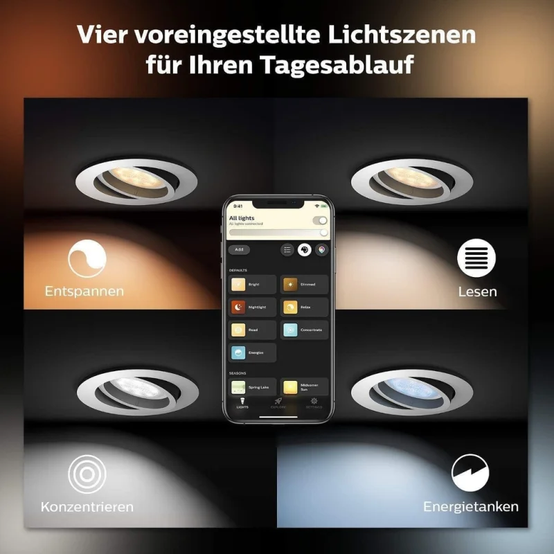 Смарт LED димируема луничка Philips HUE Milliskin, алуминий, 7 см, 4.2W, 400 lm, IP20, GU10, бяла светлина 2100-6500K (BT, Zigbee, HomeKit, Google, Alexa, SmartThings) - Снимка 8