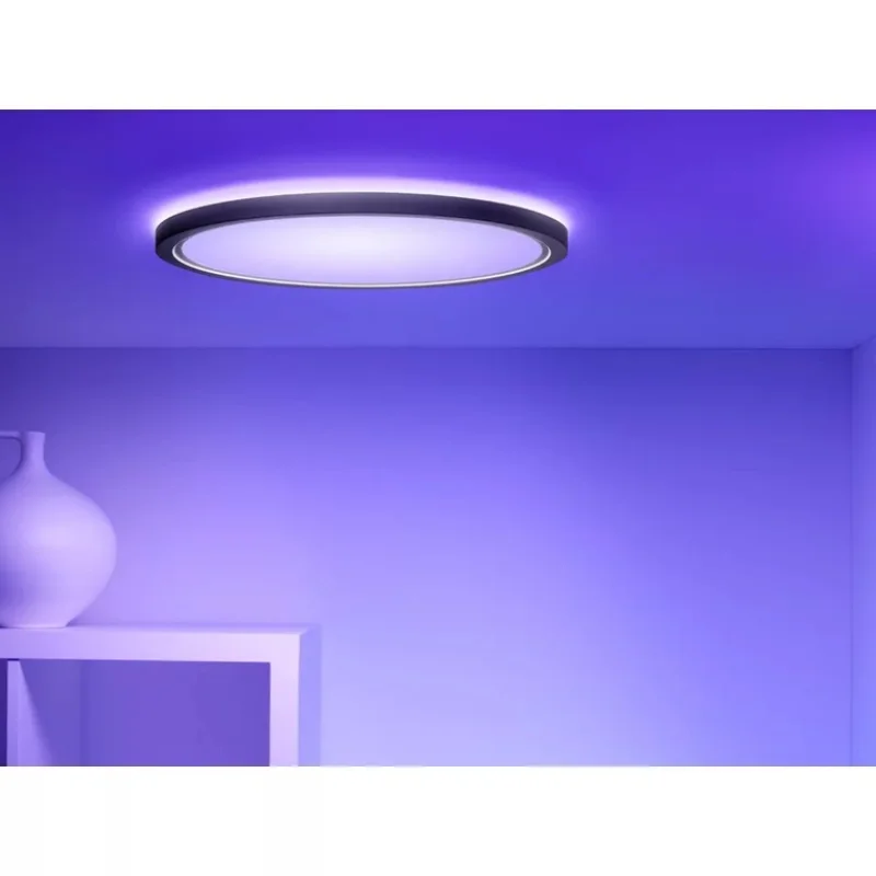 Смарт LED RGBW димируема плафониера WiZ Superslim Ceiling, черна, 42.3x3.2 см, 22 W, 2600 lm, 16 милиона цвята (BT, Zigbee, Apple Home, Google, Alexa, SmartThings) - Снимка 6