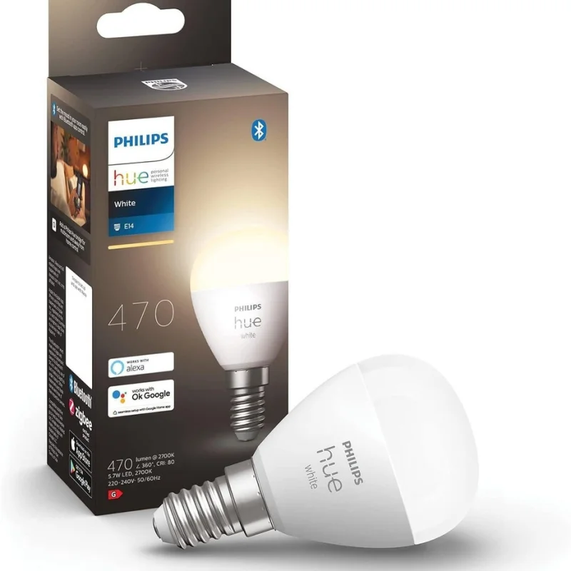 Смарт LED димируема крушка Philips Hue P45, 5.7W, 470 lm, E14, топла бяла 2700K - Снимка 10