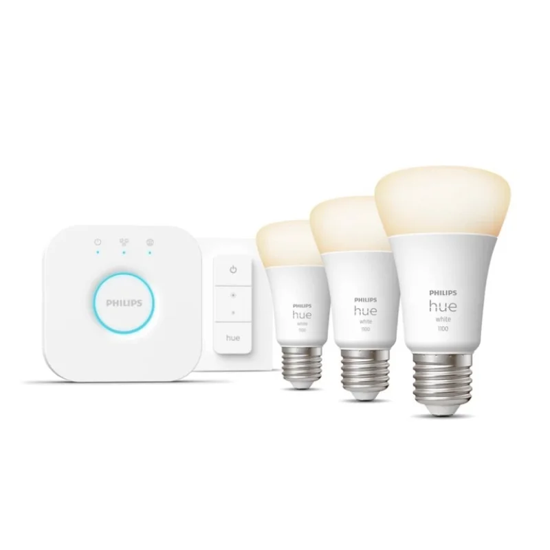 Стартов пакет смарт LED крушки Philips Hue White 3 бр, E27, 9.5W, 1055 lm + 1 бр. Hue Bridge + 1 бр. Dimmer Switch, топла бяла светлина 2700K (BT, Zigbee, HomeKit, Google, Alexa, SmartThings) - Снимка 9
