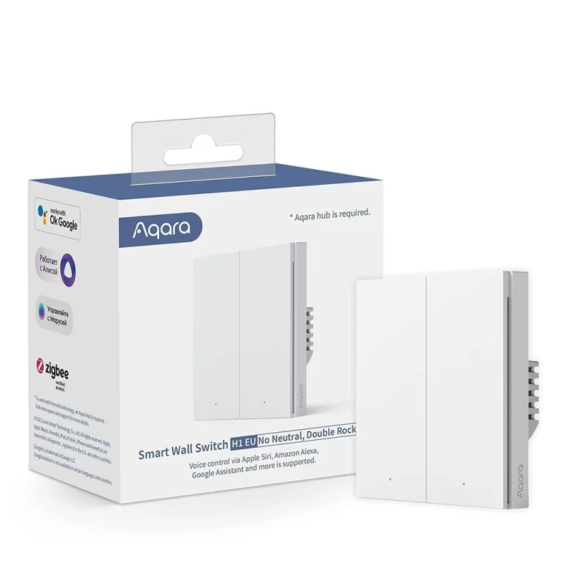 Двоен смарт ключ Aqara H1 No Neutral (Без нула), Бял - Снимка 2