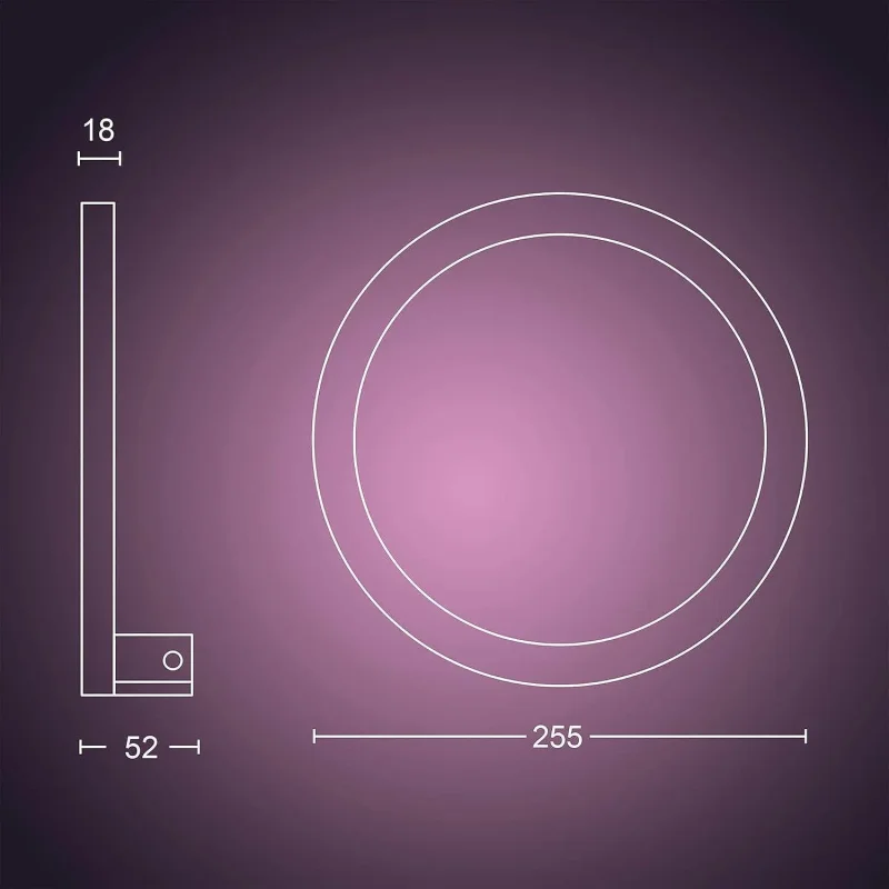 Смарт LED RGBW димируема стенна лампа Philips Hue Sana Wall, черна, алуминий, 20W, 24V, 1500 lm, E26 (BT, Zigbee, HomeKit, Google, Alexa, SmartThings) - Снимка 3