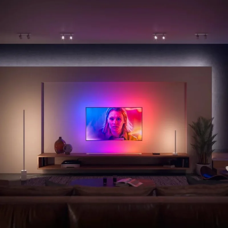 Смарт амбиентен LED RGBW димируем осветител Philips HUE Play Gradient, WACA, бял, алуминий, 137 см, 20W, 1800 lm, за TV 60-85", 16 мил. цвята (BT, Zigbee, HomeKit, Google, Alexa, SmartThings) - Снимка 7