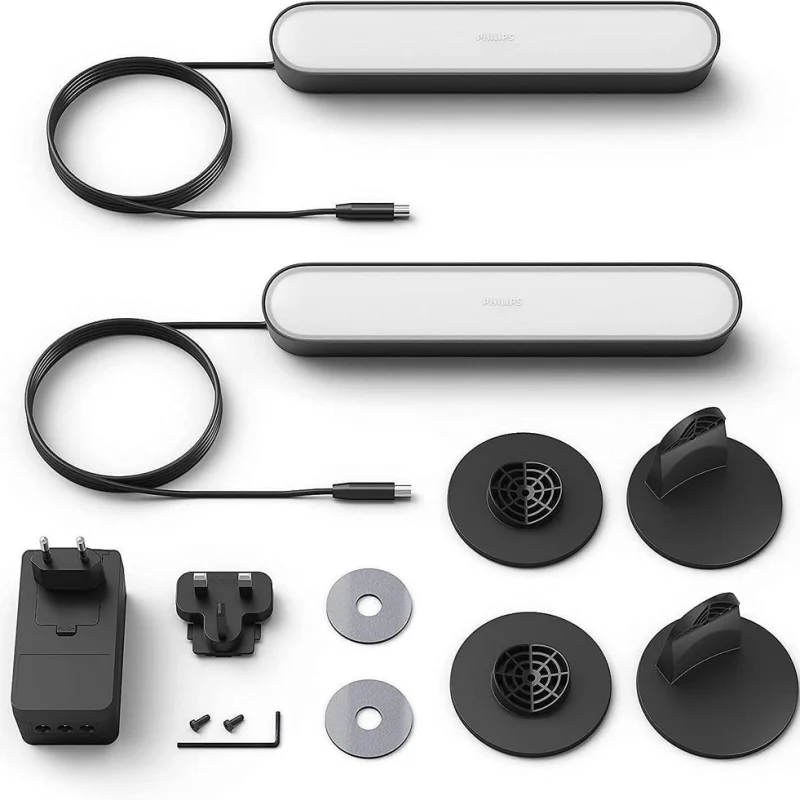 Смарт LED RGBW димируеми светлинни панели Philips Hue Play Lightbar WACA Double Pack 2 бр., черни, 2x500lm, 2x6.7W, 16 мил. цвята (BT, Zigbee, HomeKIt, Google, Alexa, SmartThings) - Снимка 3