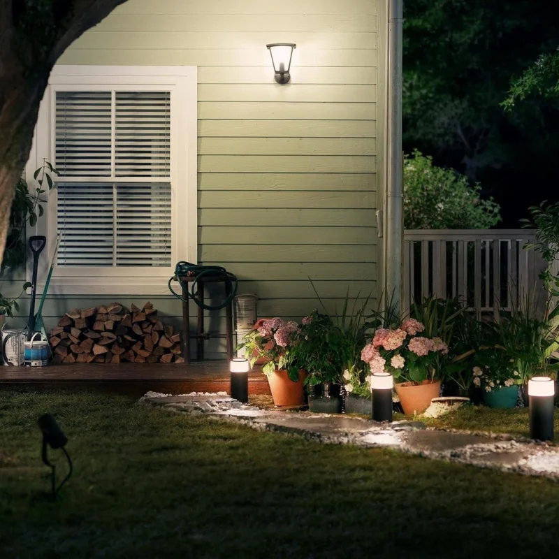 Смарт градинска LED RGBW димируема лампа Philips Hue Calla + Hue Bridge, 25.2 см, 8W, 600 lm, IP65 - Снимка 8