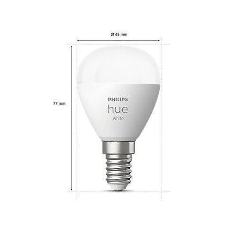 Смарт LED димируема крушка Philips Hue P45, 5.7W, 470 lm, E14, топла бяла 2700K - Снимка 2