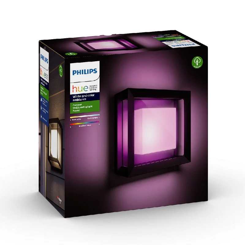 Смарт външен LED RGBW димируем аплик Philips Hue Econic Outdoor WACA, черен, 1150 lm, 15W, IP44 (BT, Zigbee, HomeKit, Google, Alexa, SmartThings) - Снимка 3