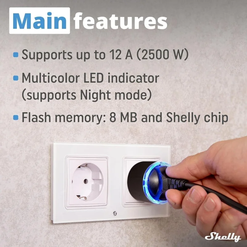 Смарт Wi-Fi плъг Shelly Plug S Gen3 Matter, черен - Снимка 5