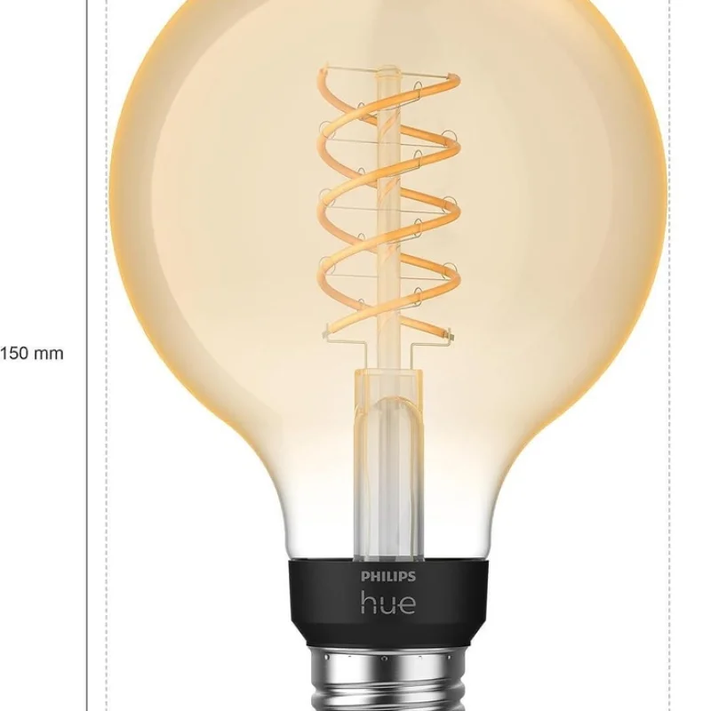 Смарт LED димируема крушка Philips Hue Thin Filament G93, 7.2W, 580 lm, E27, топла бяла 2100K - Снимка 2