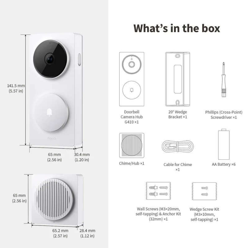 Смарт видеозвънец хъб Aqara Doorbell Camera Hub G410, бял - Снимка 3