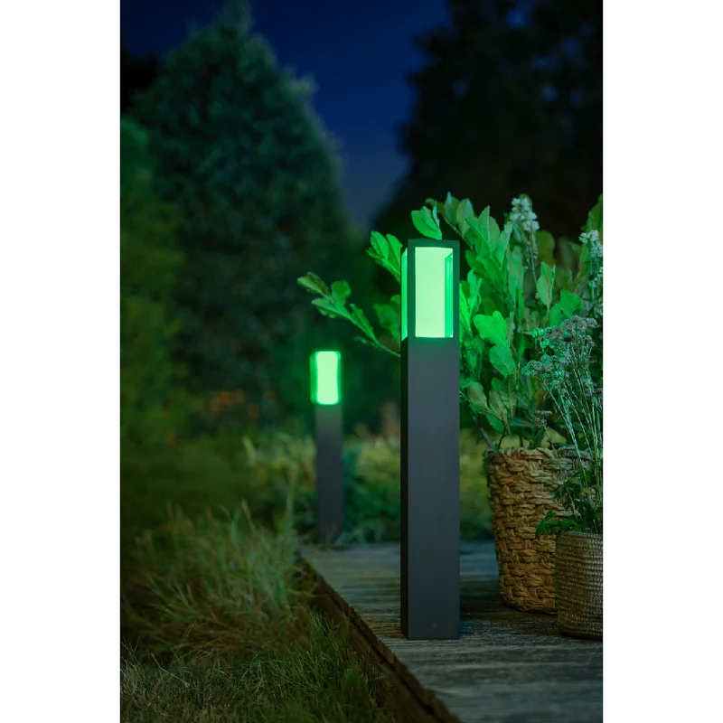 Смарт външна LED RGBW димируема лампа Philips Hue Impress + Hue Bridge, 77 см, 8W, 590 lm, GU10, IP44, Черна - Снимка 8