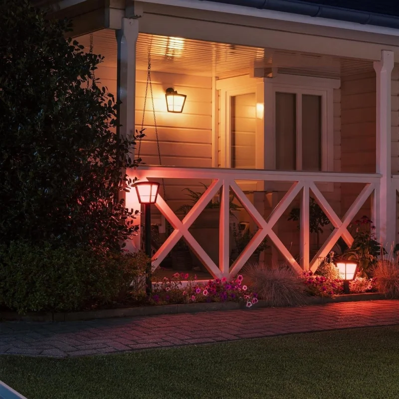 Смарт външен LED RGBW димируем аплик Philips Hue Econic + Hue Bridge, 15W, 1150 lm, E27, IP54, Черен - Снимка 11