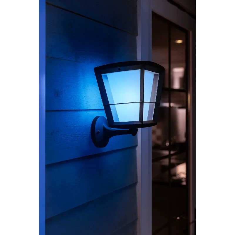 Смарт външен LED RGBW димируем аплик Philips Hue Econic + Hue Bridge, 15W, 1150 lm, GU10, IP44, Черен - Снимка 7